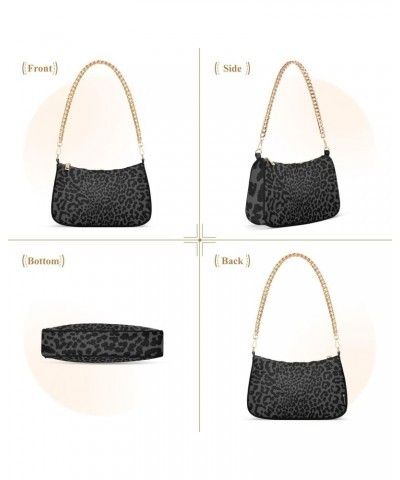 Shoulder Bag for Women Purse Clutch Dark Gray Leopard Cheetah Print Chain Shoulder Tote Handbag with Zipper Closure(238ri4b) ...