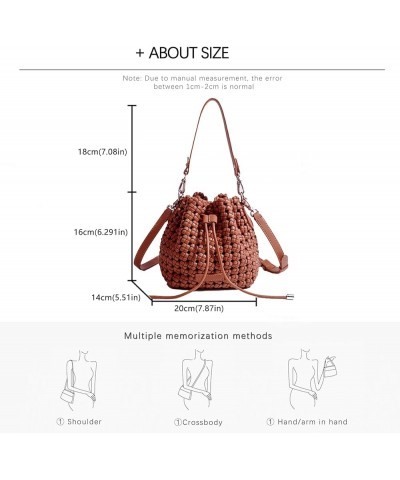 Fashion Hollow Bucket Tote Bag For Women, Crossbody Female Handbag Woven Silk bag Leisure Leather Shoulder Bag P-brown $33.14...