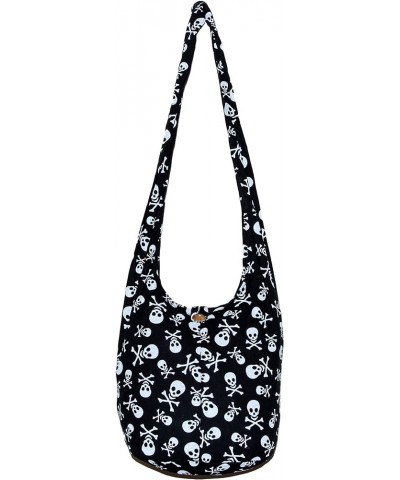 Skull Bohemian Boho Hobo Hippie Gothic Crossbody Bag Purse 33" Black Black $11.79 Hobo Bags