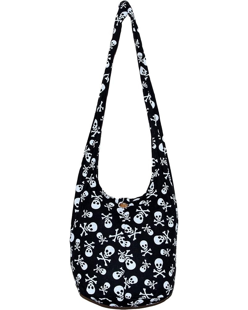 Skull Bohemian Boho Hobo Hippie Gothic Crossbody Bag Purse 33" Black Black $11.79 Hobo Bags