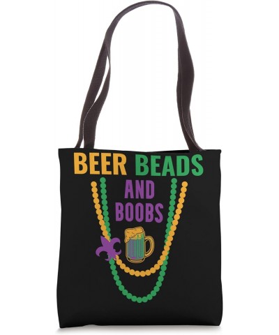 beer beads and boobs funny mardi gras quote COOL fleur lys Tote Bag $14.58 Totes