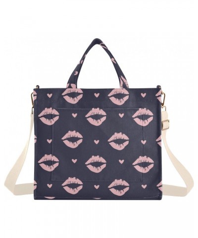 Kiss Love Print Corduroy Tote Bag for Women Hobo Crossbody Bags Valentine's Day Shoulder HandBag, S $14.09 Totes