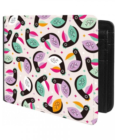 Unique Desige Pattern - Tropical vivid toucan birds illustration, Slim Front Pocket Wallet Billfold RFID Blocking $11.25 Wallets