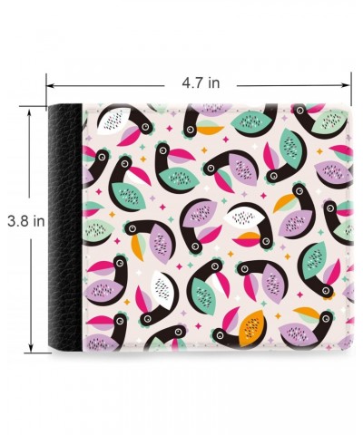 Unique Desige Pattern - Tropical vivid toucan birds illustration, Slim Front Pocket Wallet Billfold RFID Blocking $11.25 Wallets