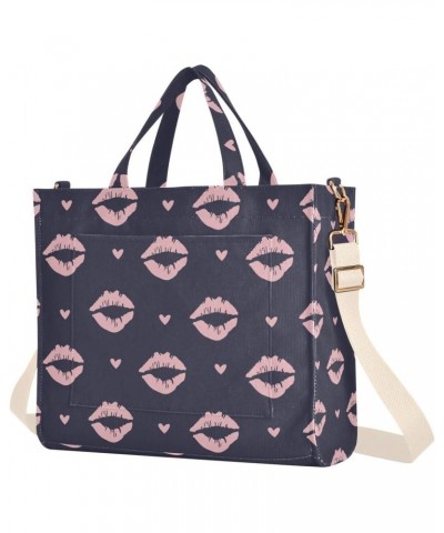 Kiss Love Print Corduroy Tote Bag for Women Hobo Crossbody Bags Valentine's Day Shoulder HandBag, S $14.09 Totes