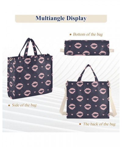 Kiss Love Print Corduroy Tote Bag for Women Hobo Crossbody Bags Valentine's Day Shoulder HandBag, S $14.09 Totes