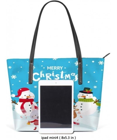 Tote Handbag Women PU Leather Fashion Zipper Shoulder Bag Large Capacity Merry Christmas Day $22.95 Shoulder Bags