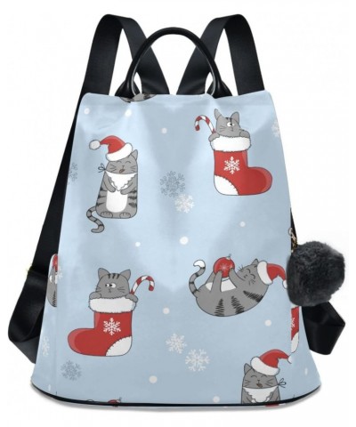 Christmas New Year Cats Womens Backpack Purse Shoulder Bag Travel Backpack Bookbag Casual Satchel Bags for Women Work Ladies ...