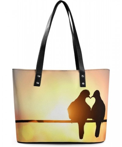 Womens Handbag Bird Sunset Leather Tote Bag Top Handle Satchel Bags For Lady $17.15 Totes