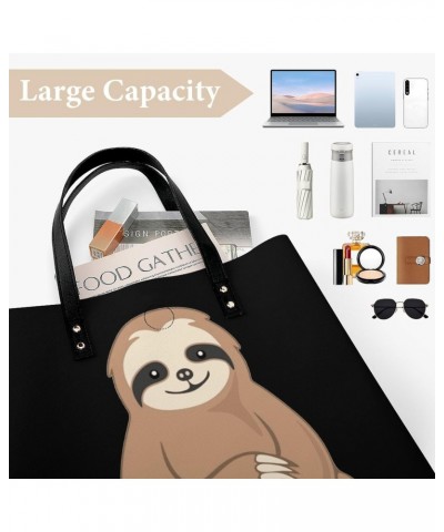 Cute Sloth Printed Tote Bag for Women Fashion Handbag with Top Handles Shopping Bags for Work Travel $17.09 Totes