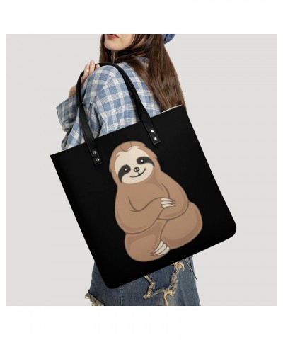 Cute Sloth Printed Tote Bag for Women Fashion Handbag with Top Handles Shopping Bags for Work Travel $17.09 Totes