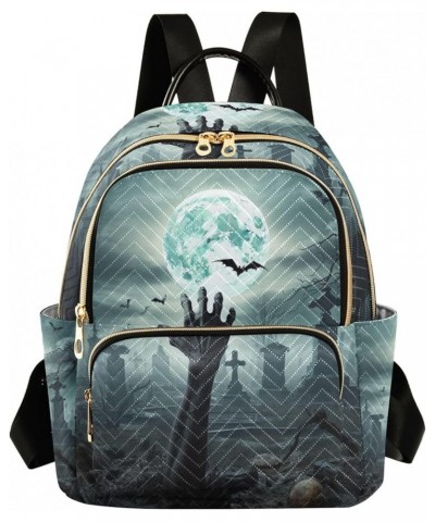 Peacock Feathers Hearts Pattern Polyester Backpack Quilted Backpack Purse for Women Halloween Graveyard Small $16.44 Backpacks