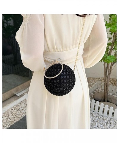 Evening Bag European And American Fashion Diamond-Encrusted Retro Shoulder Bag Women'S Crossbody Chain Ball Small Round Bag G...