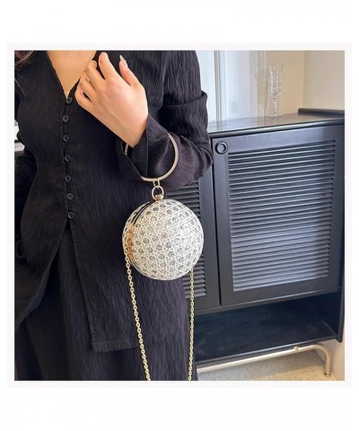 Evening Bag European And American Fashion Diamond-Encrusted Retro Shoulder Bag Women'S Crossbody Chain Ball Small Round Bag G...