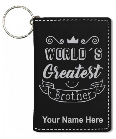 ID Holder Wallet, World's Greatest Brother, Personalized Engraving Included (Dark Brown) Black with Silver $15.67 Wallets