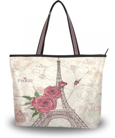 Large Tote Top Handle Bag, Women Zippered Handbag, Big Shoulder Hand Bags Multi 1 $9.26 Shoulder Bags