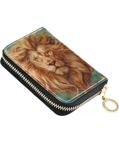 Lion RFID Credit Card Holder Leather With Zipper Card Case Wallet for Women Girls $10.44 Wallets