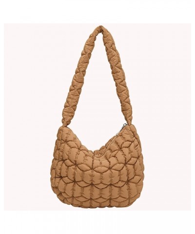 Large Capacity Puffer Tote Handbag Women Quilted Crescent Bag Chic Padding Armpit Bag Casual Female Dating Handbag Khaki $8.3...