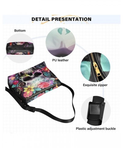 Skull with Colorful Flower Shoulder Bag for Women Waterproof PU Leather Hobo Bags Crossbody Purse with Zipper Closure $18.47 ...