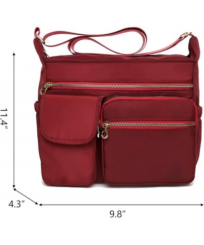 Crossbody Purses for Women Nylon Multipockets Messenger Shoulder Bags Lightweight Daily Pocketbooks Red $14.81 Shoulder Bags