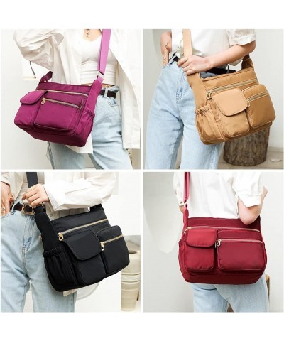 Crossbody Purses for Women Nylon Multipockets Messenger Shoulder Bags Lightweight Daily Pocketbooks Red $14.81 Shoulder Bags