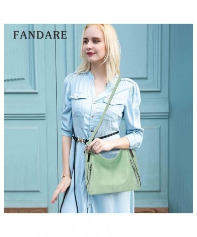 Large Handbag Women Crossbody Messenger Bags Purse PU Leather Waterproof Green $24.74 Satchels