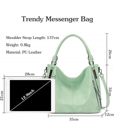 Large Handbag Women Crossbody Messenger Bags Purse PU Leather Waterproof Green $24.74 Satchels