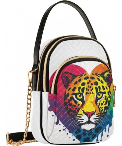 Rainbow Heart Leopard Small Crossbody Bags for Women Cell Phone Shoulder Purse Handbags Wallet 21217838 $14.27 Crossbody Bags