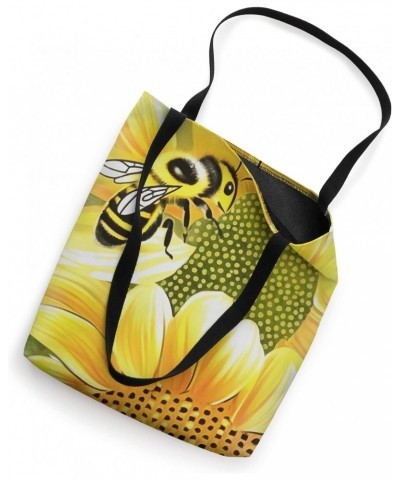 Honey Bee On Sunflower Cute Naive Art Tote Bag $10.81 Totes