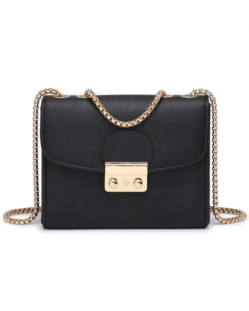 Women Small Crossbody Bag Designer Evening Bag Clutch Purse Handbag for Wedding/Prom/Party with Double Chain Strap Black $22....