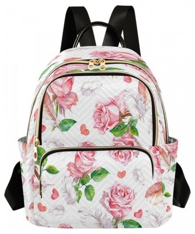 Fashion Backpack Mini Backpack Purse Casual Daily Backpack Feather Pink Rose for Travel for College Work Small $18.01 Backpacks