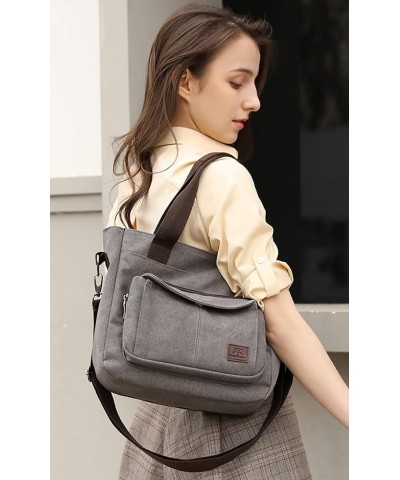 Women's Canvas Tote Bags Hobo Shoulder Crossbody Handbag Casual Multi-pocket Top Handle Purse Handbags Black $11.87 Totes