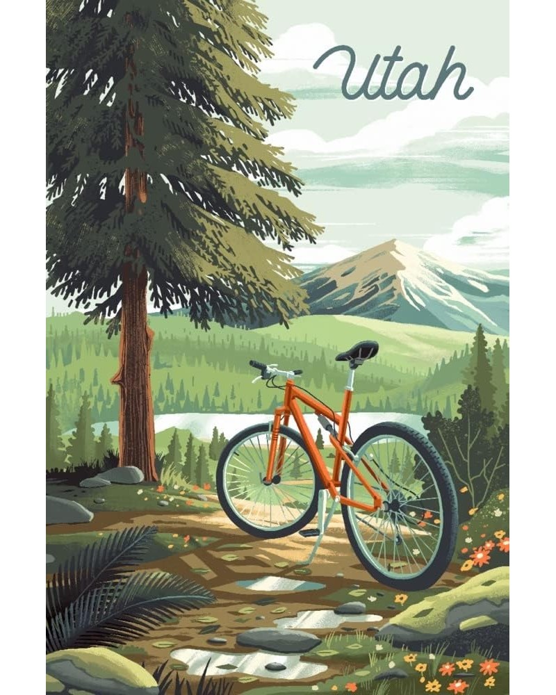 Utah, Off To Wander, Cycling with Mountains (16x24 Giclee Gallery Art Print, Vivid Textured Wall Decor) $20.99 Totes