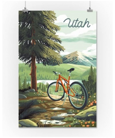 Utah, Off To Wander, Cycling with Mountains (16x24 Giclee Gallery Art Print, Vivid Textured Wall Decor) $20.99 Totes