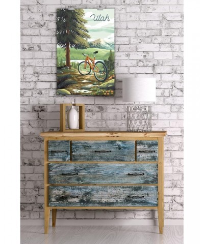 Utah, Off To Wander, Cycling with Mountains (16x24 Giclee Gallery Art Print, Vivid Textured Wall Decor) $20.99 Totes