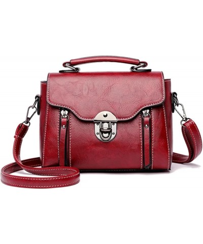 Small Square Bag for Women Handbags Female Bag PU Leather Flap Crossbody Shoulder Bag Winered $16.73 Crossbody Bags