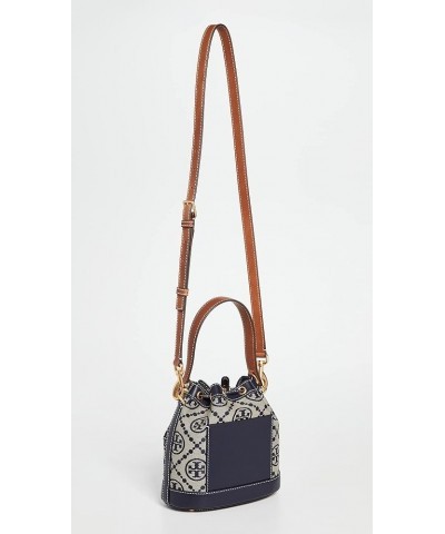 Women's T Monogram Jacquard Bucket Bag Tory Navy $189.20 Crossbody Bags