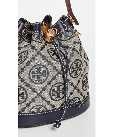 Women's T Monogram Jacquard Bucket Bag Tory Navy $189.20 Crossbody Bags