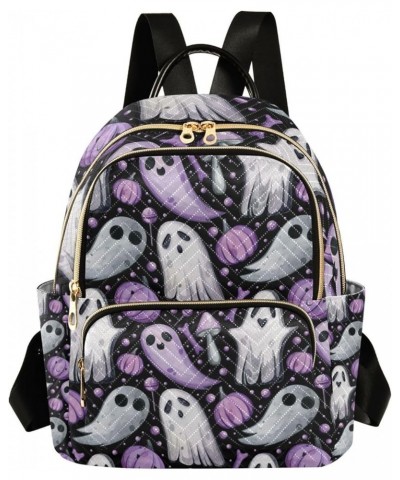 Halloween Women Backpack Cute Spooky Ghost Pumpkin Anti-Theft Travel Backpack with Luggage Belt Durable Lightweight Handbag L...