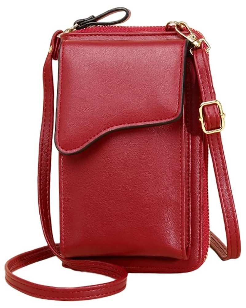 Crossbody Bag for Women PU Leather Shoulder Bag Cell Phone Bag Purse Handbag Red $32.10 Totes