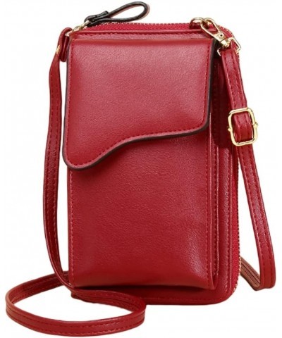 Crossbody Bag for Women PU Leather Shoulder Bag Cell Phone Bag Purse Handbag Red $32.10 Totes