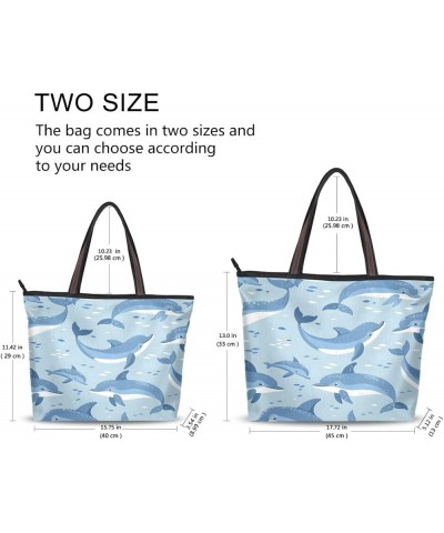 Dolphins Pattern Shoulder Bags Large Handle Ladies Handbag Multicoloured $14.57 Shoulder Bags