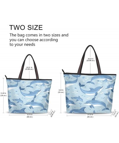 Dolphins Pattern Shoulder Bags Large Handle Ladies Handbag Multicoloured $14.57 Shoulder Bags