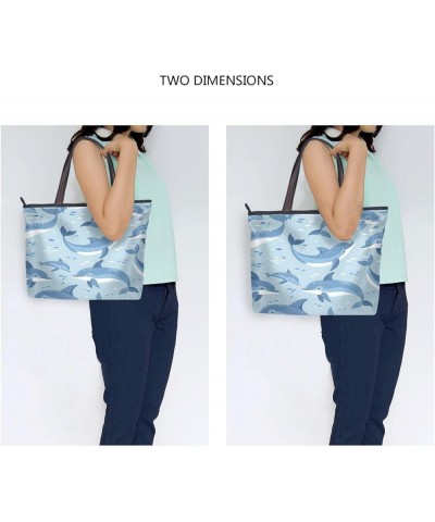 Dolphins Pattern Shoulder Bags Large Handle Ladies Handbag Multicoloured $14.57 Shoulder Bags