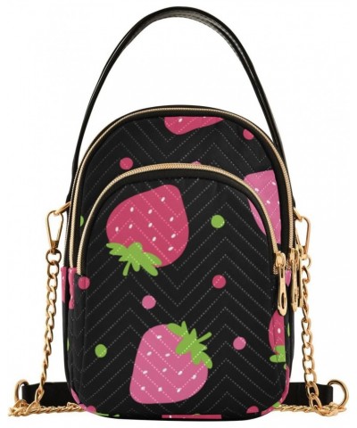 Strawberries Dots Crossbody Bag for Women Cell Phone Purse Wallet with Removable Chain Shoulder Handbag for Work Phone Passpo...