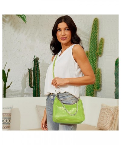 Shoulder Bags for Women, Trendy Crocodile Handbag Purses, Women's Leather Crossbody Bag with Adjustable Straps & Chain Green ...