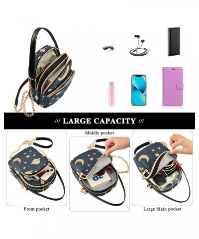 Crossbody Bag for Women, Moon Sun Stars Phone Purse Detachable Chain Bag Shoulder Handbag Wallet $10.56 Crossbody Bags