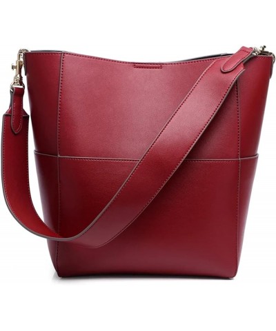 TOP FORWARD Women's Tot Bag Fashionable And Elegant Bucket Women's Handbag Genuine Leather Shoulder Back Wide Shoulder Strap ...