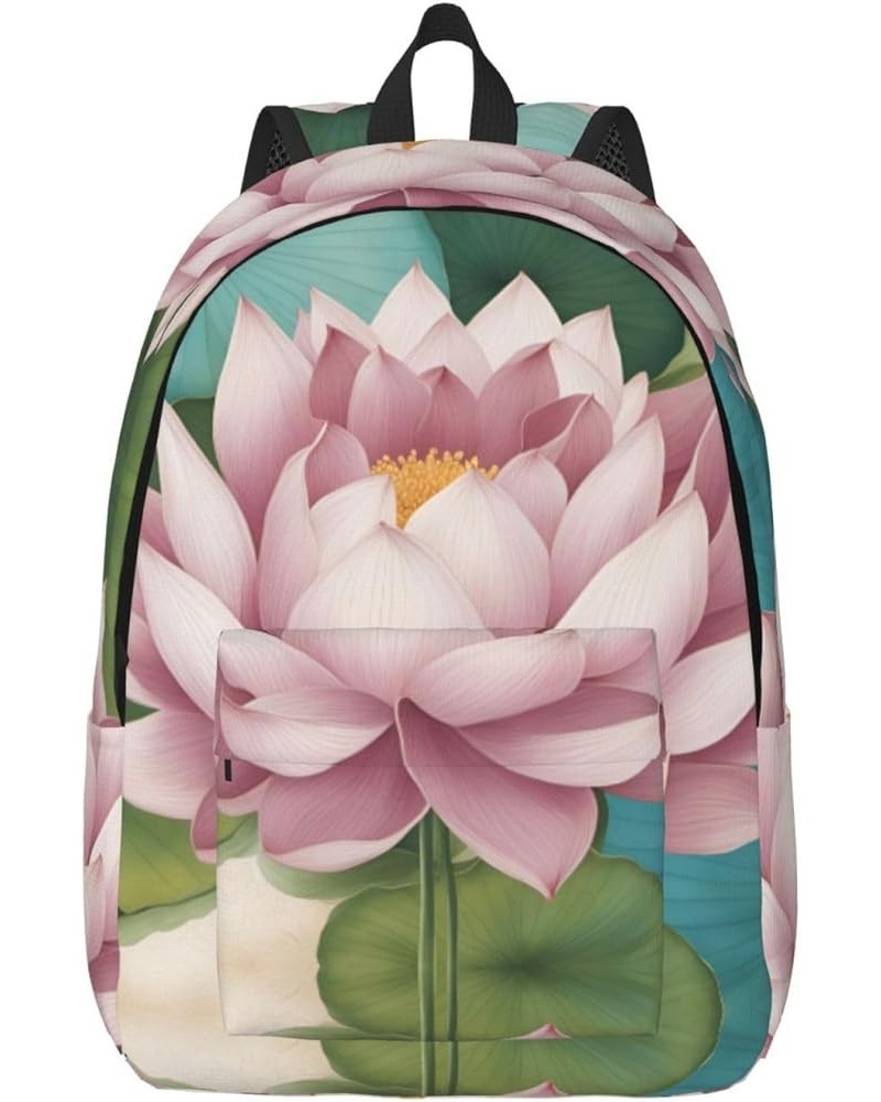 Lotus Flower Namaste Print Lightweight Travel Canvas Backpack Casual Daypack For Men Women Work, Sports, Beach Black Small $2...