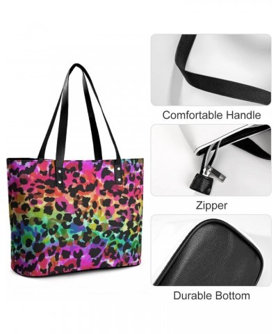 Womens Handbag Animal Rainbow Leather Tote Bag Top Handle Satchel Bags For Lady $19.24 Totes